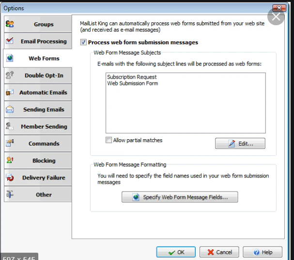 screenshot of MailList King